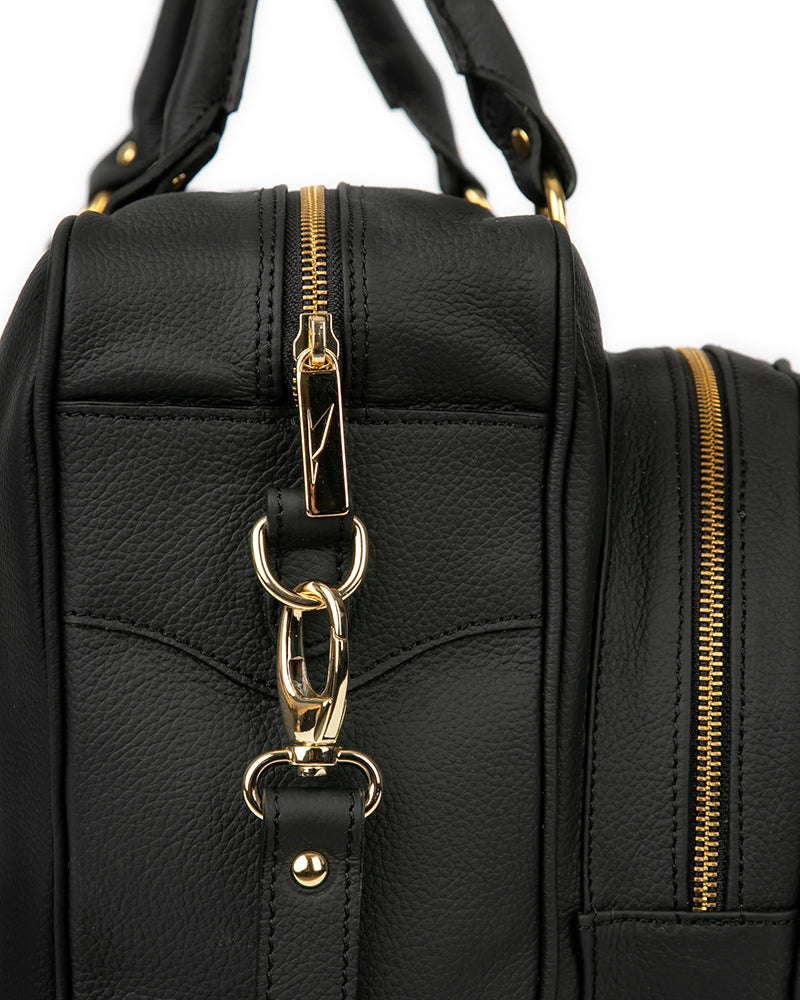 Vintage Leather Handbag Black/Gold